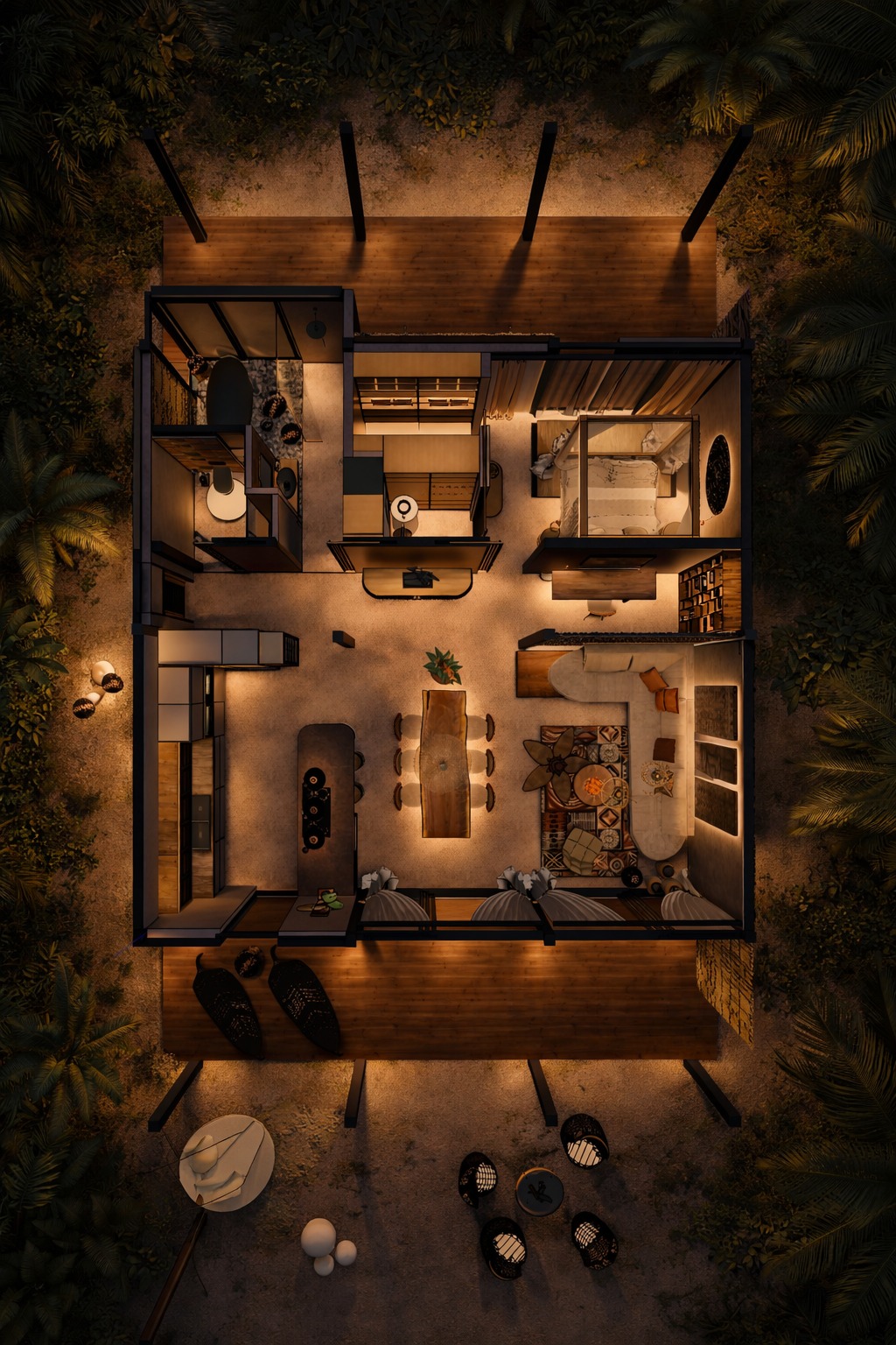 Aerial view at night